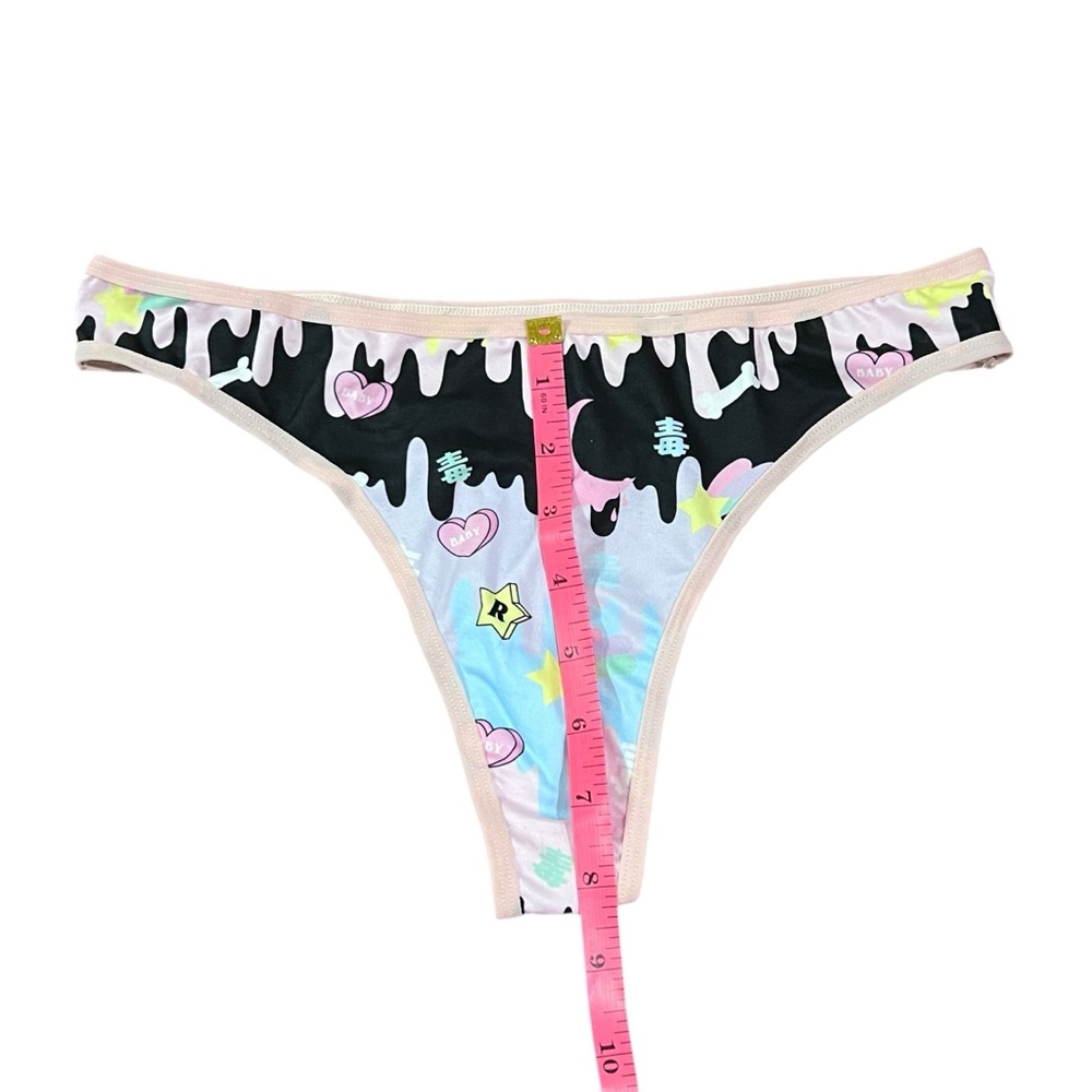 NWT Black & Pink Kawaii Goth Bandeau Tube Top & Bottoms Lingerie Rave Set - Picture 10 of 11